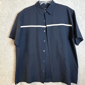 NEXT Y2K Men's Polyester Striped Short Sleeve Button Down Casual Skater Shirt